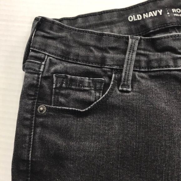 OLD NAVY Rockstar Mid Rise Black Jeans Womens Size 4 Comfort Stretch Denim - Picture 6 of 10